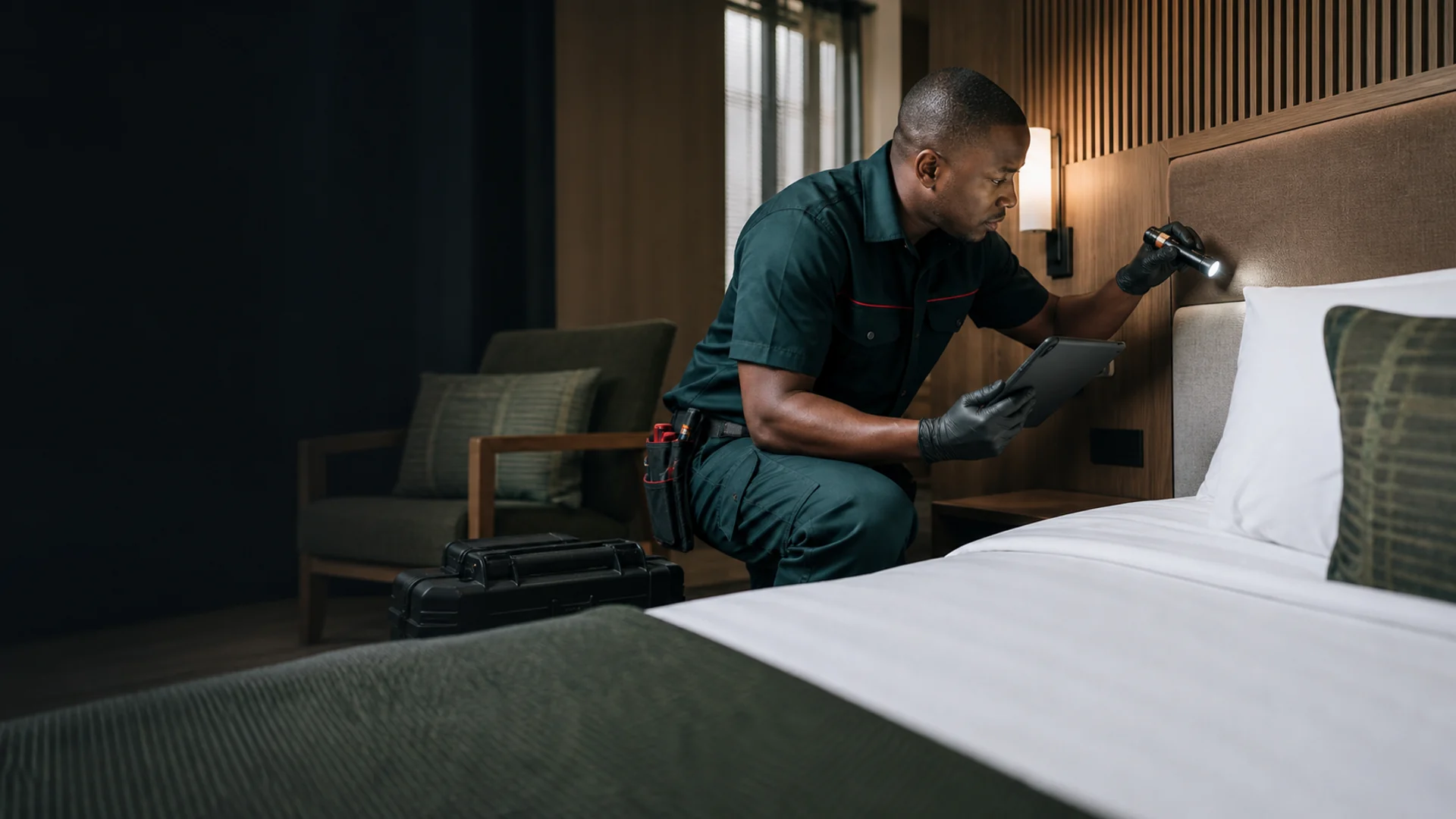Discreet bedroom inspection for pest activity